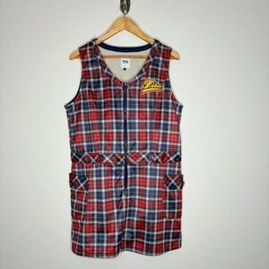 Fila Golf Red Blue Plaid Zip Front Sleeveless Dress LL Japan Exclusive Pockets